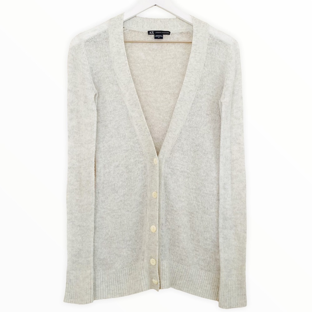 Armani Exchange Silver Metallic Button Down Sweater‎ Cardigan Size Small